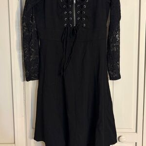 Tripp NYC Black Lace-Up Long Sleeve Dress